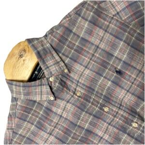Ralph Lauren Custom Fit Linen Men's XL‎ Multicolor Plaid Button Short Sleeve